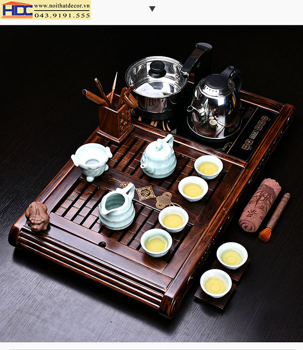 Khay trà điện gỗ Pơ - Mu -BT-06